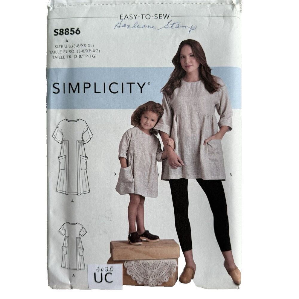 Simplicity EASY Pattern S8856 Mommy & Me Dress & Tunic Misses 6-24 Girls 3-8 UC